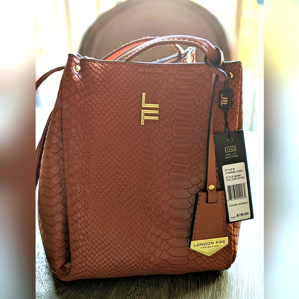 NWT London Fog Coco Lizard Satchel bag purse